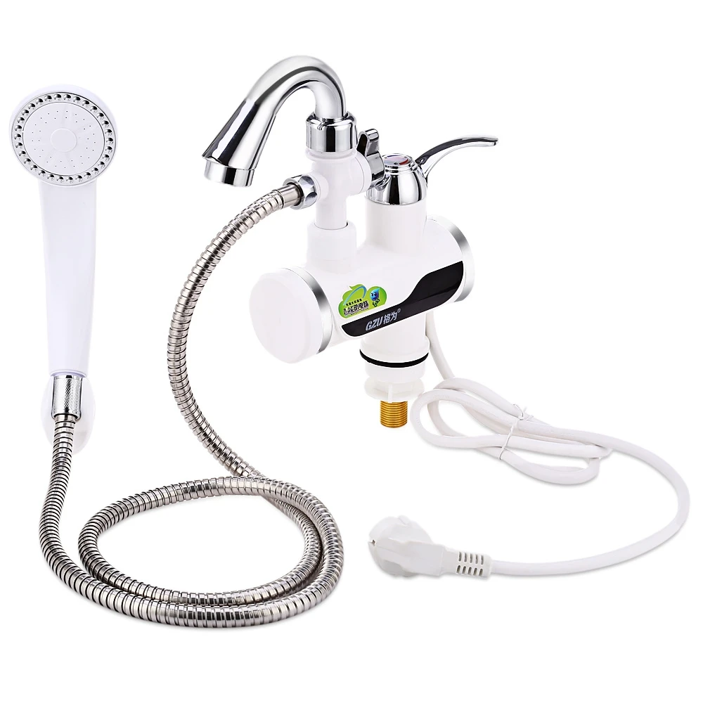EU PLUG 3000W Kitchen Bathroom Faucet Rapid Electric Water Heater Tap LCD Temperature Display Heating Faucet