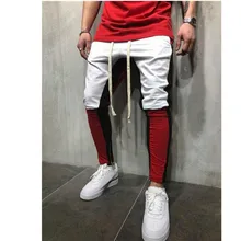 Мужские лоскутные брюки карандаш с молнией повседневные брюки мужские джоггеры пот брюки эластичный пояс хлопок мужские брюки хип-хоп брюки