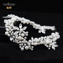 TOPQUEEN HP186 ручной работы свадебные аксессуары для волос жемчугом Искусственный Свадебный шиньон красивый головной убор для невесты