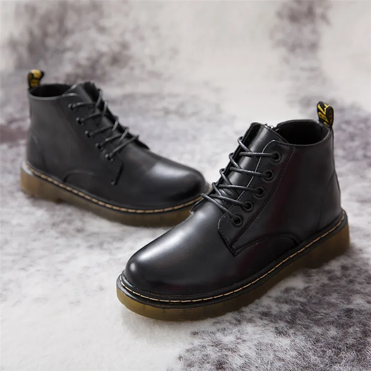 COOTELILI/зимняя обувь; женские резиновые ботильоны для женщин; черные базовые модные плюшевые ботинки на шнуровке; женская обувь на плоской подошве