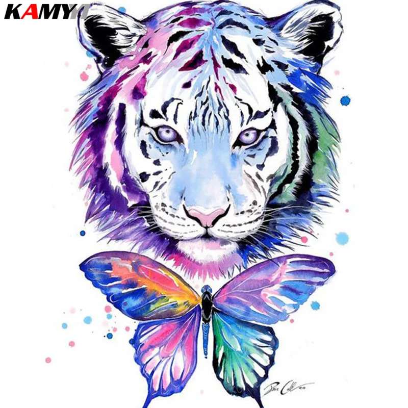 

5D DIY Diamond Embroidered Tiger Butterfly Full Square/Round Diamond Mosaic Painting Decoration Home Diamond Painting Animal XY1