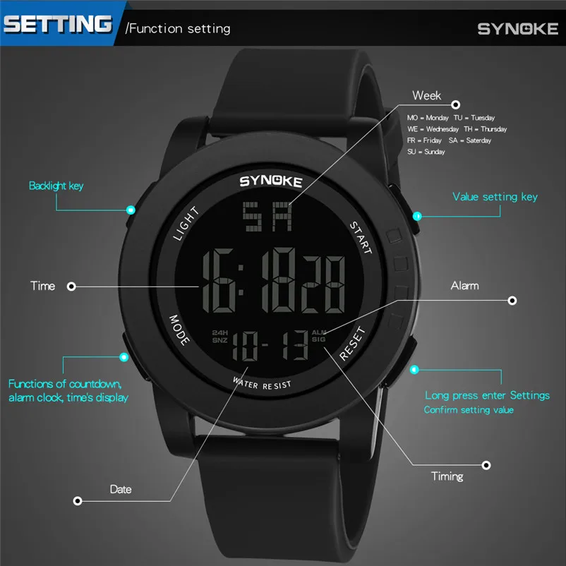 SYNOKE brand men sports watches zone Multi Function Military Sports Watch LED Digital Dual Movement Watch Clock Relogio O29#N (12)