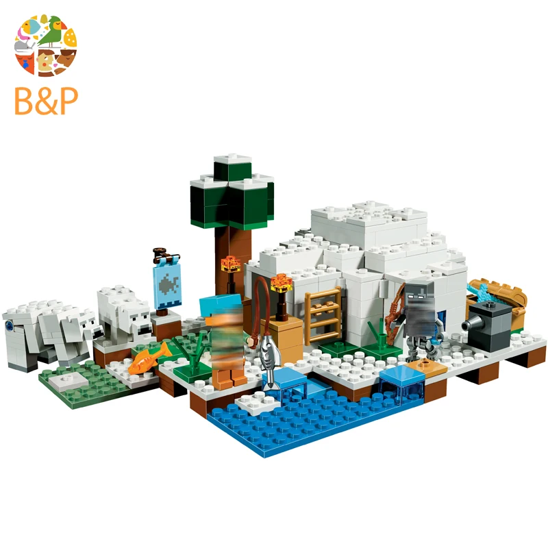 

legoing 21142 284pcs My worlds Series The Polar Dome Igloo Model Building Block Brick Toys For Children Miniecraft 10811 Gift