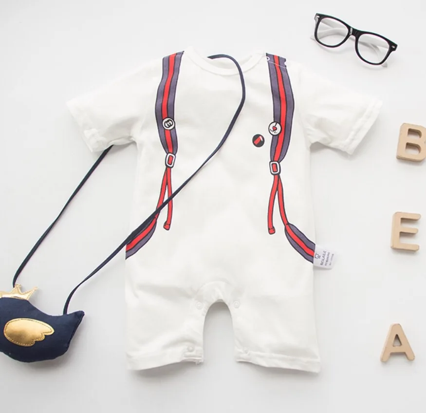 2019 جديد الطفل الصيف رومبير صبي فتاة الملابس واحدة قطعة بذلة العلامة التجارية زي طفل دعوى الرضع عيد الميلاد الملابس bebes M & M