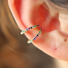 925 пробы, Серебряный полукруг, разноцветный CZ, Симпатичные серьги-гвоздики, для женщин и девушек, для свадьбы, дня рождения, хорошее ювелирное изделие, подарки