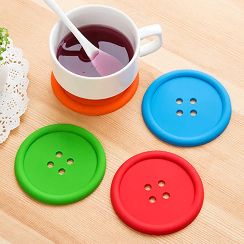4pcs/lot Random Color Silicone Table Cup Mat Creative Decor Coffee