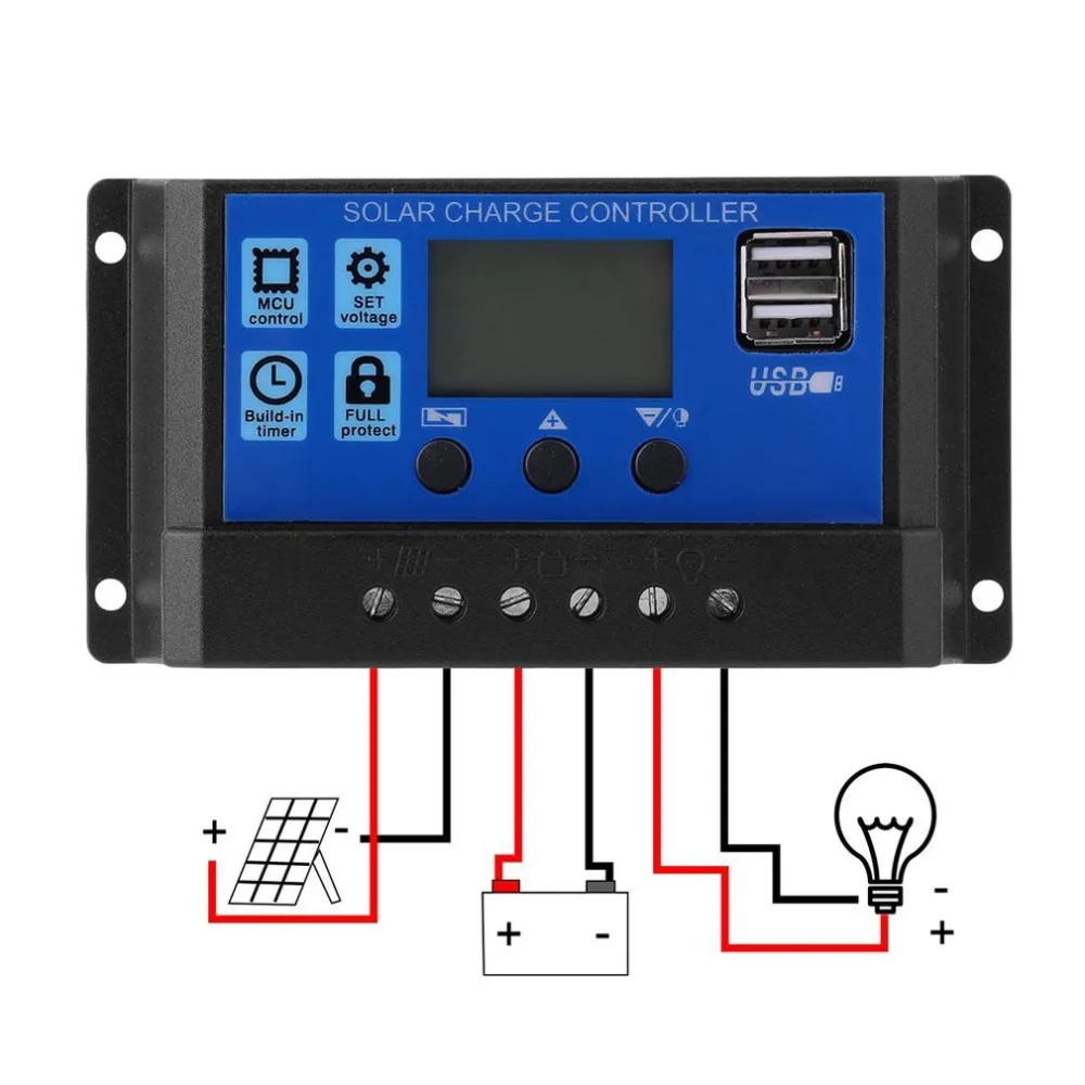 

Solar Charge Controller 24V/12V Auto Panel Battery 30A 20A 10A LCD Collector Regulator with Dual USB Output 5V dropshipping new
