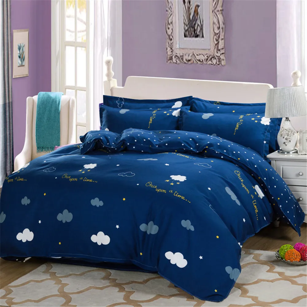 Romantic Night Stars Bedding Sets 4PC Deep Color Quilt Cover 4 Size Bed