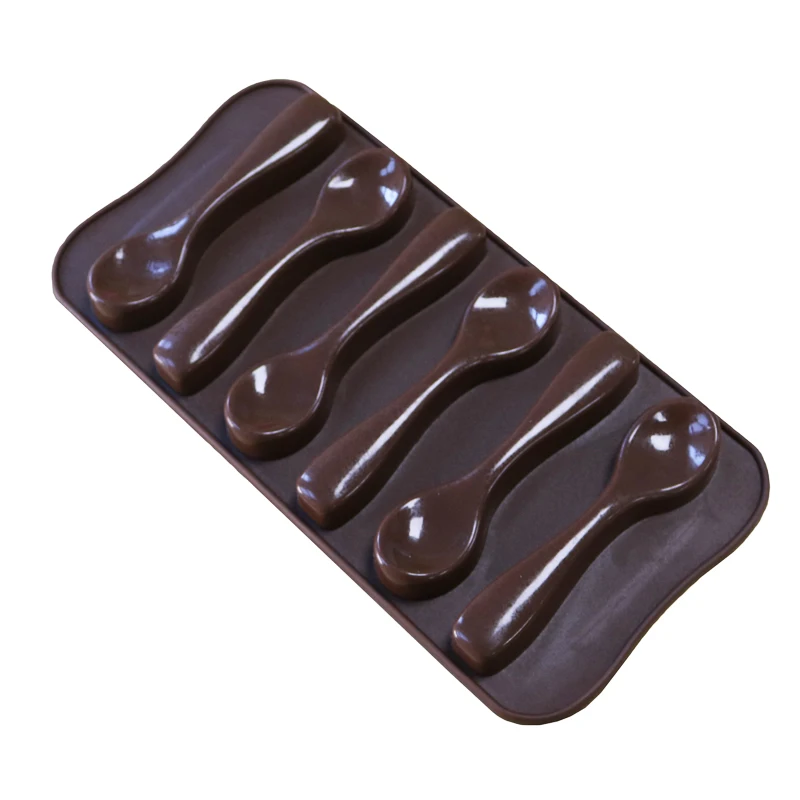 

6 Cavity Shape Chocolate Mold Silicone Diy Cake Decorating Bakery Jelly Ice Mold Baking Spoon Item Silicone Forms For Kitchen
