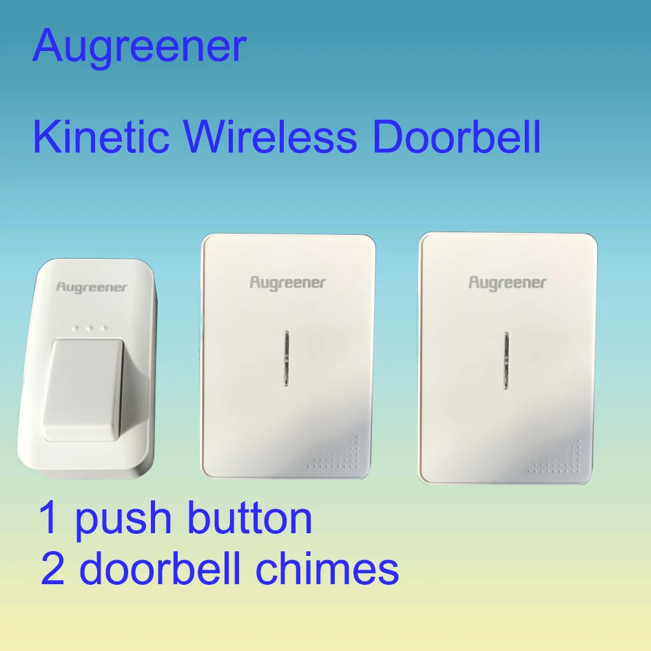 1 Push Button 2 Door Bell Chime No Battery Required Cordless Doorbell