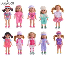 Luckdoll разнообразие модная одежда костюм для 14,5 дюймов куклы WellieWishers, детская лучшая кукла аксессуары