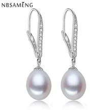 Модные серьги из натурального пресноводного жемчуга 925 пробы с кристаллами из настоящего культивированного серебра, трендовые серьги для женщин