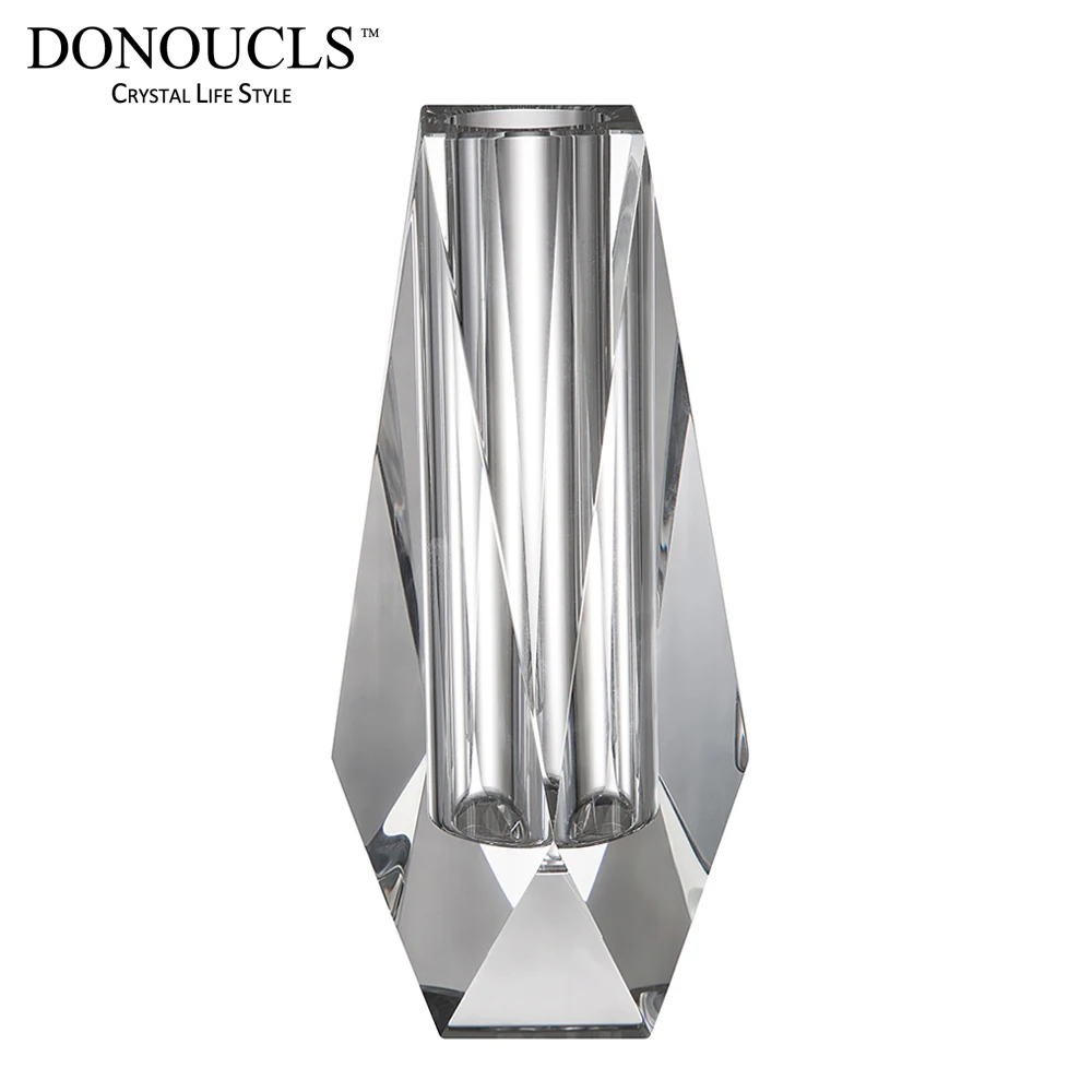 Donoucls Flower Crystal Vase For Home Decor Wedding vase or Gift Clear