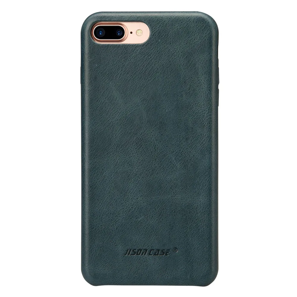 Jisoncase, кожаный чехол для iPhone 8, 8 Plus, чехол из натуральной кожи iphon, роскошный тонкий чехол для iPhone 7, 7 Plus, чехол - Цвет: Blue