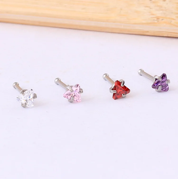 

316L Stainless Steel Puncture 3.5mm Triangle Nose Nail Hypoallergenic Earrings Nose Ring Body Jewelry for Women B02