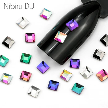 

20 pcs Square Colorful 3mm 3D Designs Glass Nail Decorations Rhinestones For DIY Manicure Nail Art Stones Decorations