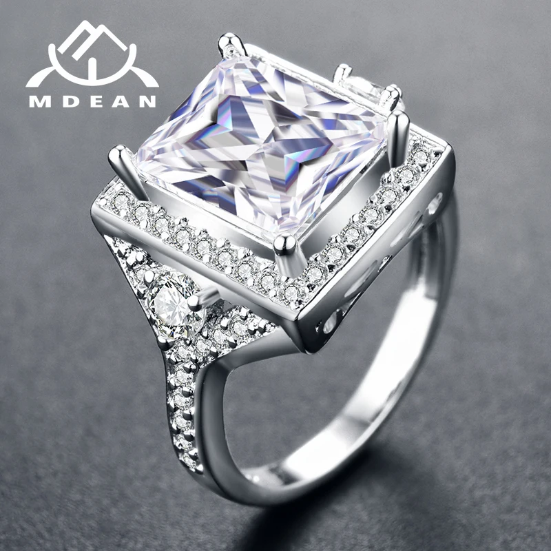 

MDEAN White Gold & Rose Color Round AAA Zircon Wedding Rings for Women Wedding Jewelry accessories Bague Bijoux Size 5-12 H1025