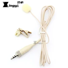 Beige Tie Clip on Lavalier Mic Lapel Microphone 3 5mm Screw Lock Stereo Plug Microfono For