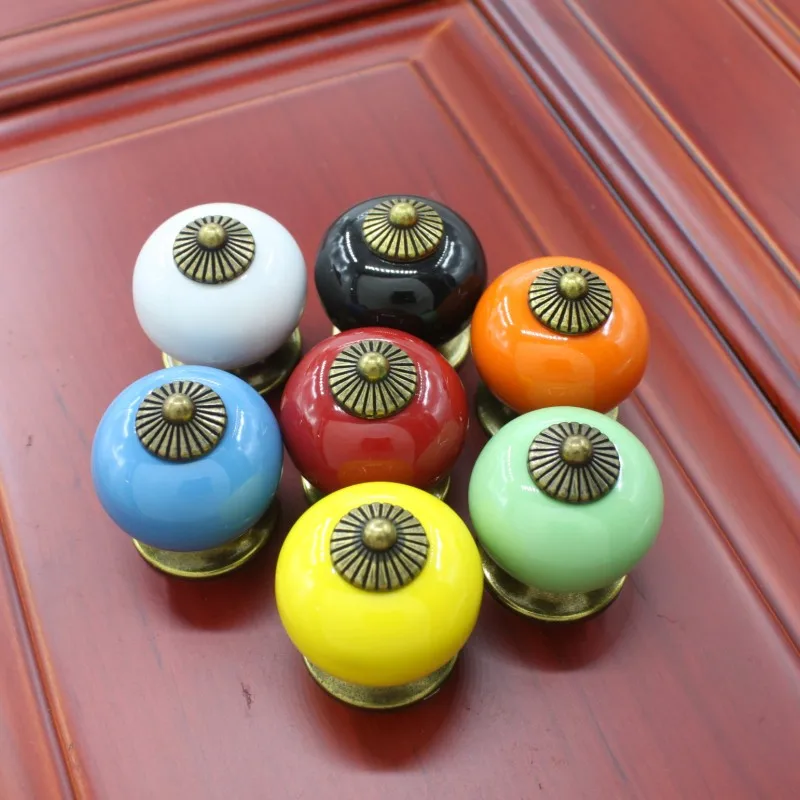 5pcs Antique ceramic kitchen drawer door knob handle