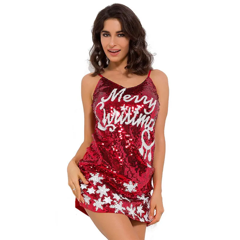 

Christmas Party Dresses Woman Night Club 2019 Fashion Sequined T Shirt Dresses Plus Size bodycon Bandage Sexy Red Glitter Dress