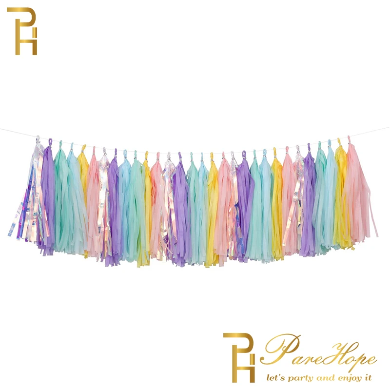 Rose Gold Wedding Decoration Foil Tissue Paper Tassel Garland Birthday Baby Shower Party Decoration Slinger Party Supplies Paper