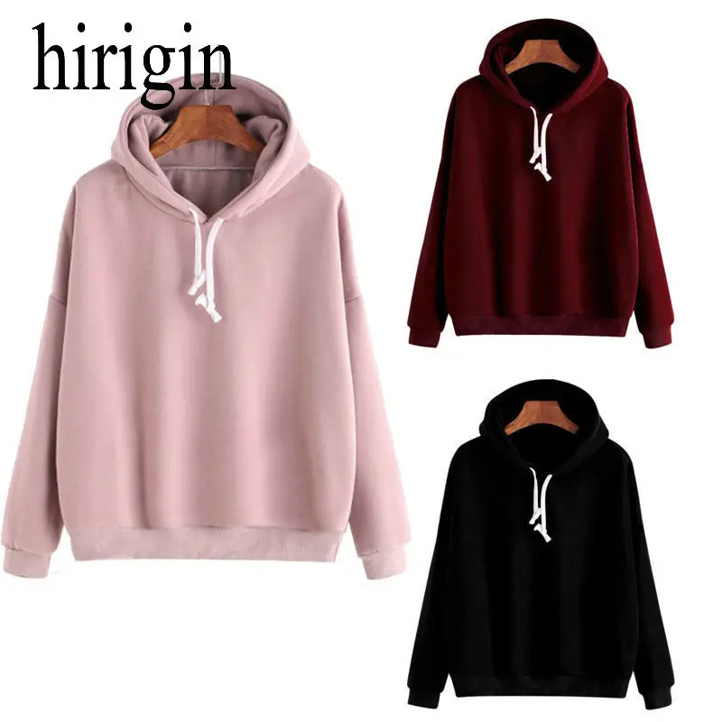 

Women Solid Coat Autumn 2018 Casual Plus Size Winter Hooded Pullover Female Ladies Warm Cotton Black Wine red Pink