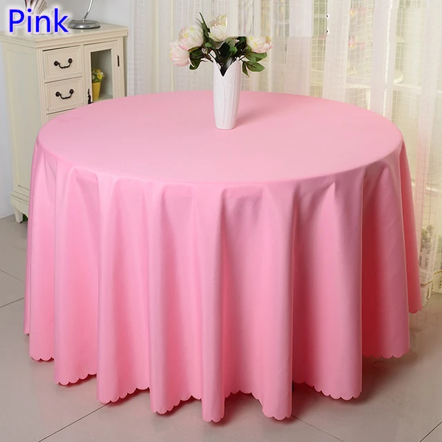 Pink colour wedding table cover table cloth polyester table linen hotel