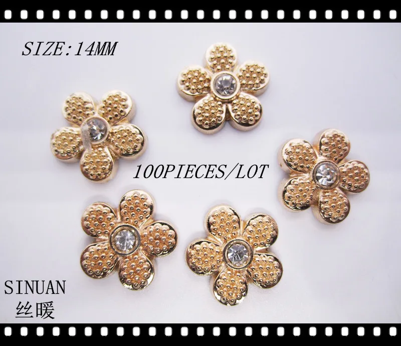 SINUAN 100Pcs Rivet Hot Fix Rivets Flower Rivet Plating 14Mm Rhinestone