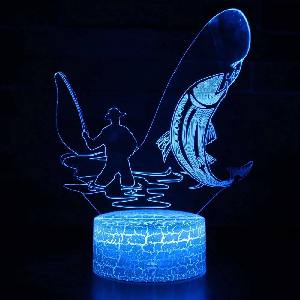 

7 Colors Changing Fish 3D Visual LED Lamp USB Charge Fishing Night Light Desk lamp Touch Switch Table Lamp Home Decoration Gifts