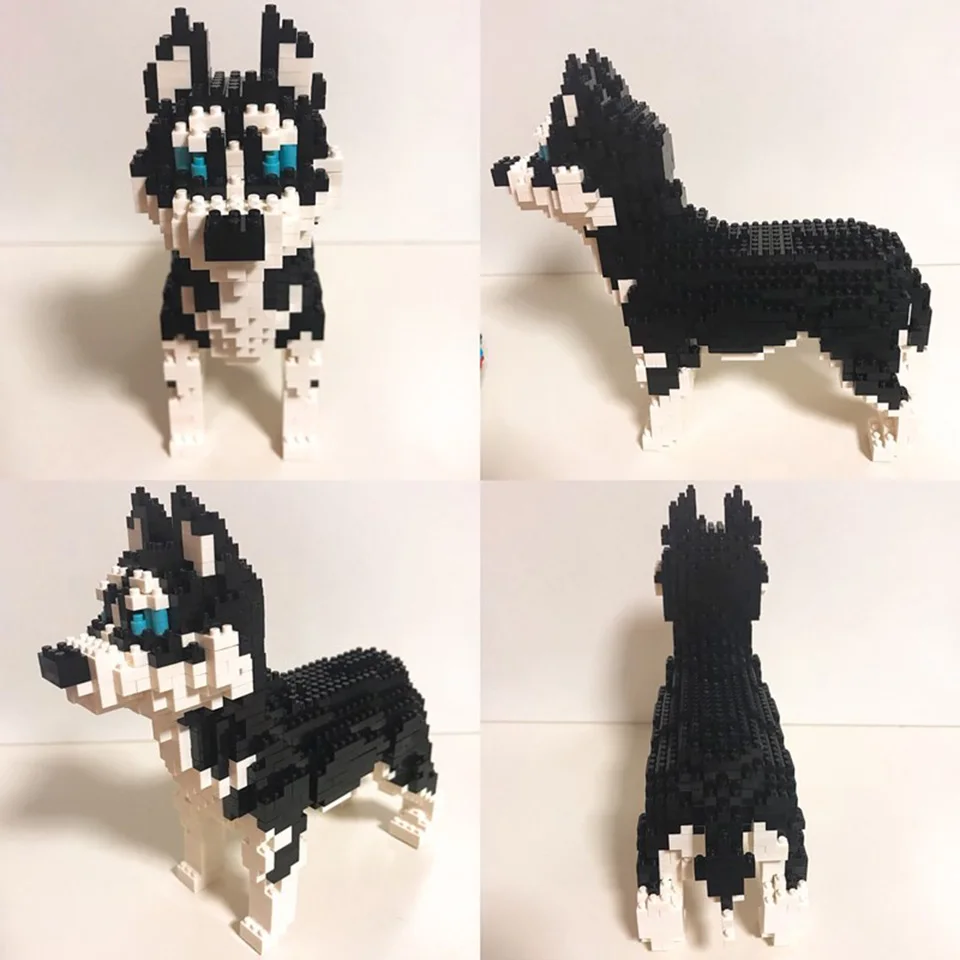 Husky Pet собака породы Шнауцер мультфильм строительные блоки модель игрушки милые
