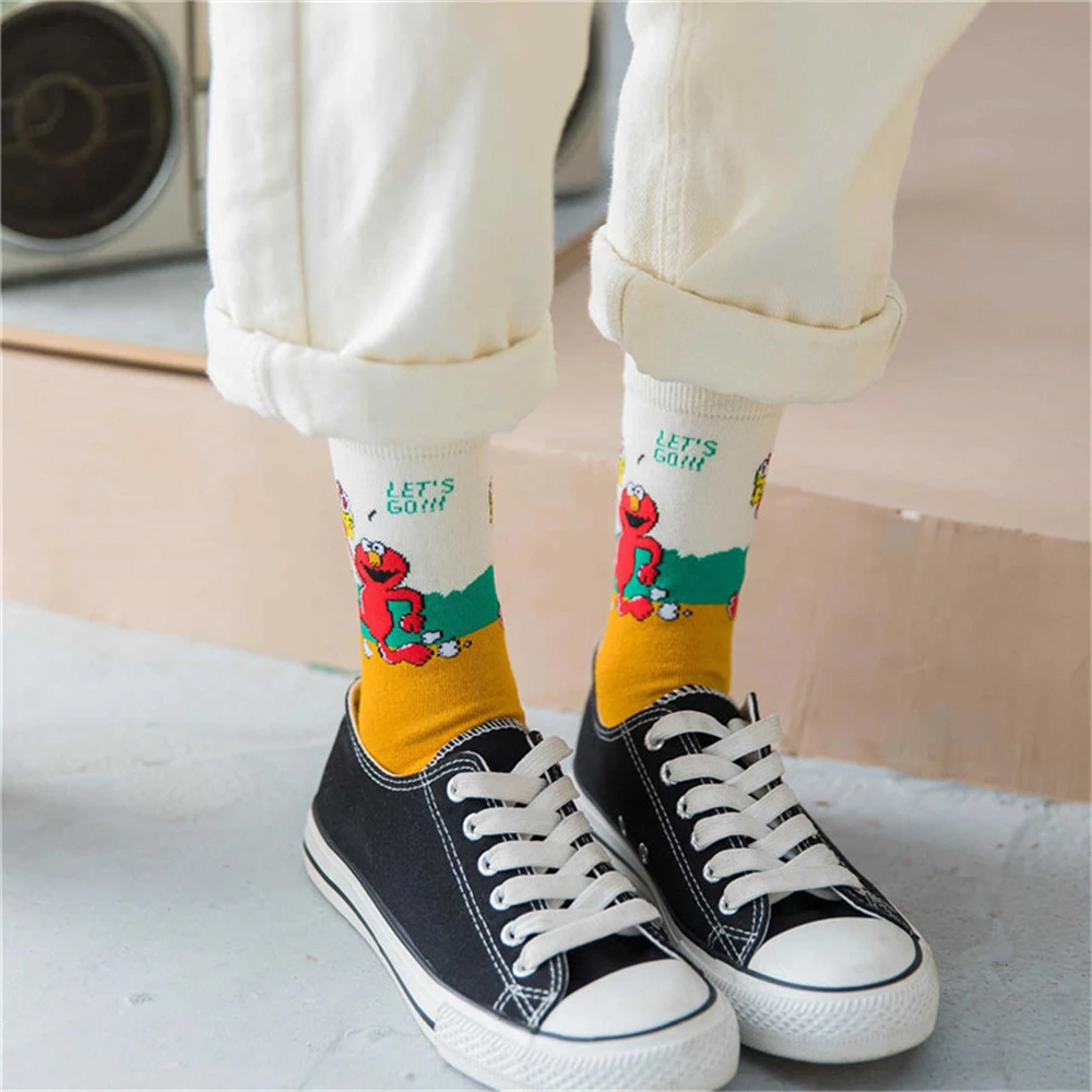 Women's Funny Cartoon Crew Harajuku Hip Hop Street Art Cotton Tube socks Lover's Gift Socks For Summer Autumn