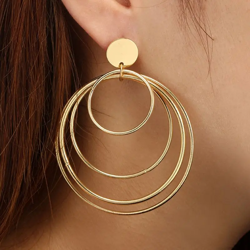 

JAVRICK Bohemian Style Statement Multi Circles Large Hoop Dangle Drop Geometric Earrings Women Fashion Jewelry Christmas Gifts