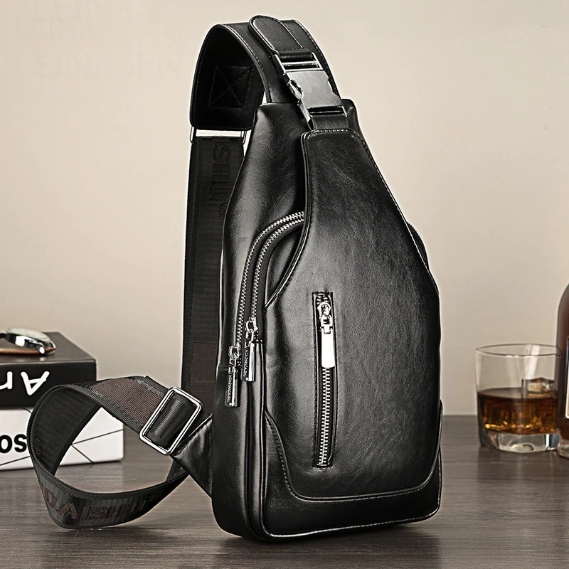 الترقيات 2019 جديد وصل الرجال عارضة الكتف بو الجلود Crossbody أكياس السفر الصدر حزمة حقيبة ساعي مع USB واجهة