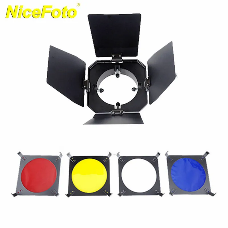 Nicefoto Metal Mini Mount Barn Door Kit With Red Yellow