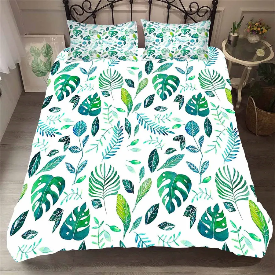 

A Bedding Set 3D Printed Duvet Cover Bed Set Tropical Green Plant Home Textiles for Adults Bedclothes with Pillowcase #RDZW26