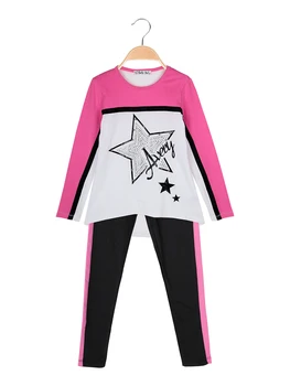 

Round neck with studs and rhinestones + leggings-full 2 pieces
