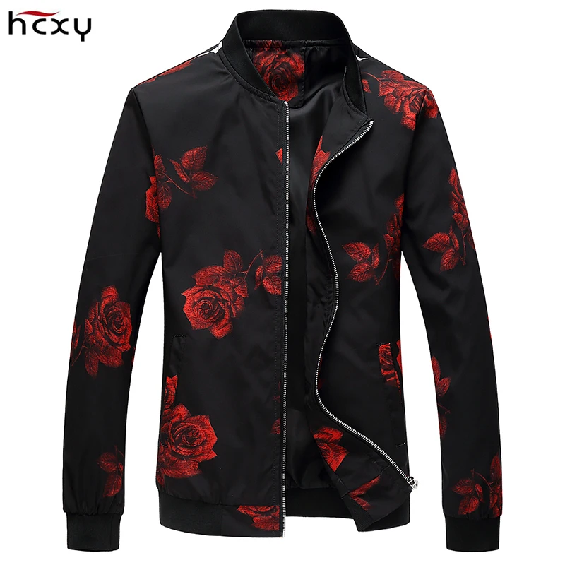 

2019 Spring and Autumn New Men Flower Baseball collar Jacket Stylish Slim Fit Coats Male Outwear M-6XL large size Moleton Mascul