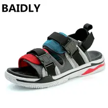 Новые мужские сандалии, летняя черная повседневная обувь, пляжные сандалии высокого качества на плоской подошве, шлепанцы для мужчин, Hommes Sandalias