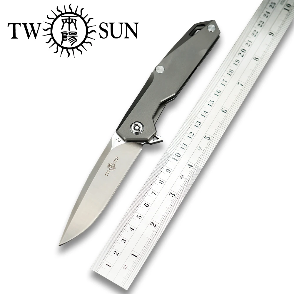 TWOSUN d2 blade folding knife Pocket Knife tactical knife Survival knives camping outdoor tool EDC Fast Opening Titanium TS21