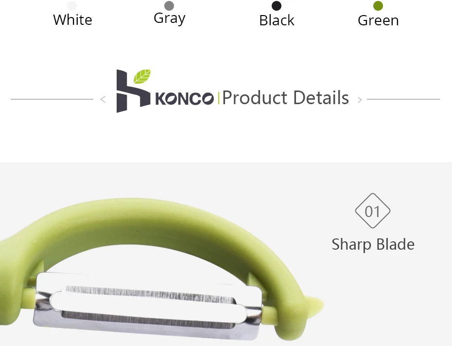 KONCO Fruit Vegetable Peeler, Stainless Steel Ultra Sharp Julienne Peeler with Ergonomic Silicone Handle, Kitchen Tools