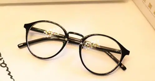 Милые стильные винтажные женские очки, оправа для очков, круглая оправа для очков, оптическая оправа, очки Oculos Femininos Gafas - Цвет оправы: Bright Black