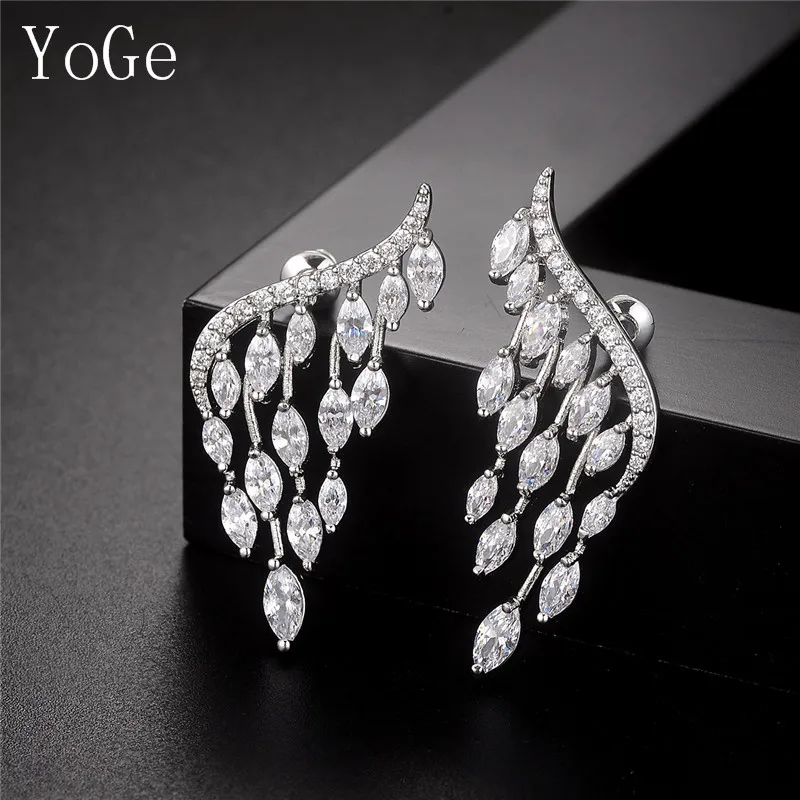 YoGe E5323 Мода Новый AAA кубический цирконий Прозрачный камень серьги гвоздики