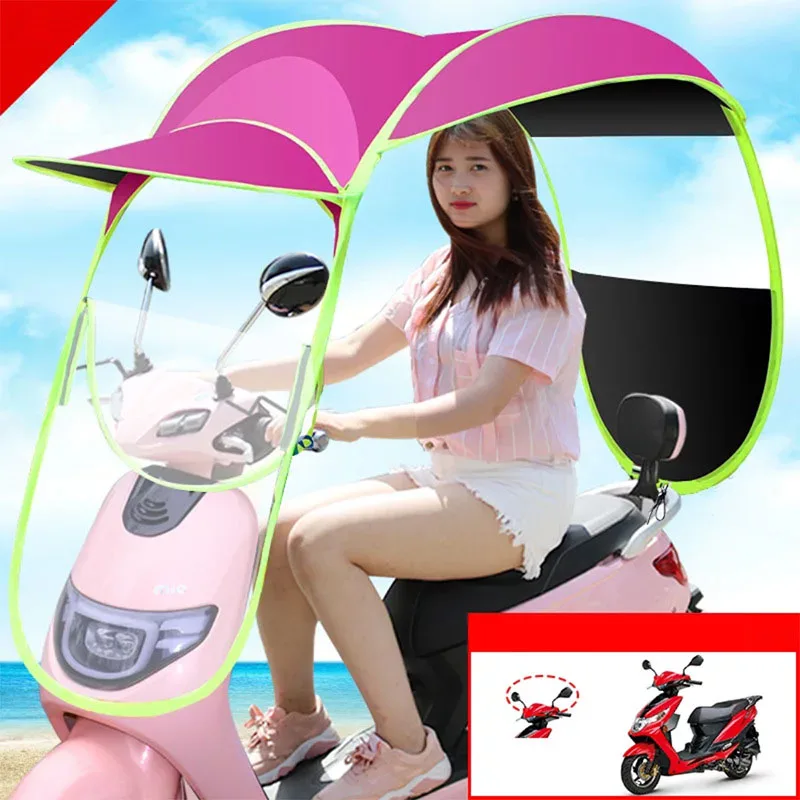 

Motorcycle fully enclosed Rainwear new sunscreen windshield transparent electric car umbrella 2019 New ON SALE