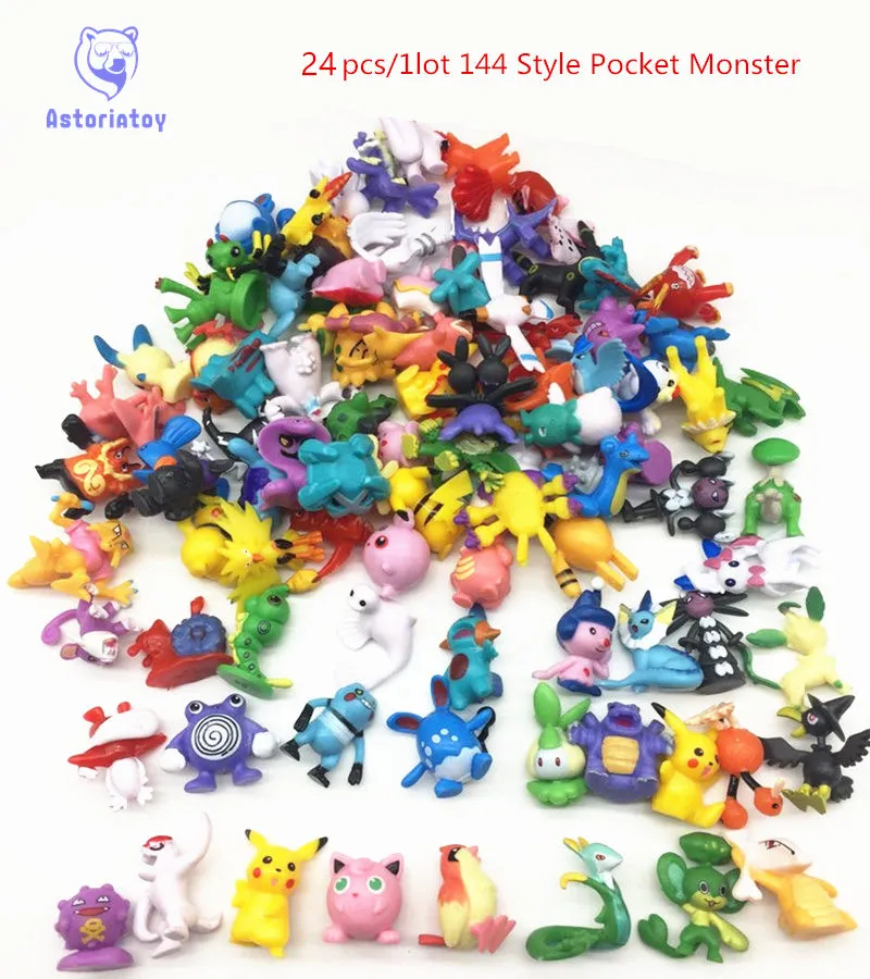 24pcs 144 Style Japanese Pocket Monster figures pokeball pikachu charizard figurine figuras doll lot for kids