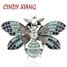 CINDY XIANG Vintage Rhinestone Vintage Big Bee broche ojo rojo insectos broches verano abrigo accesorios moda joyería buen regalo