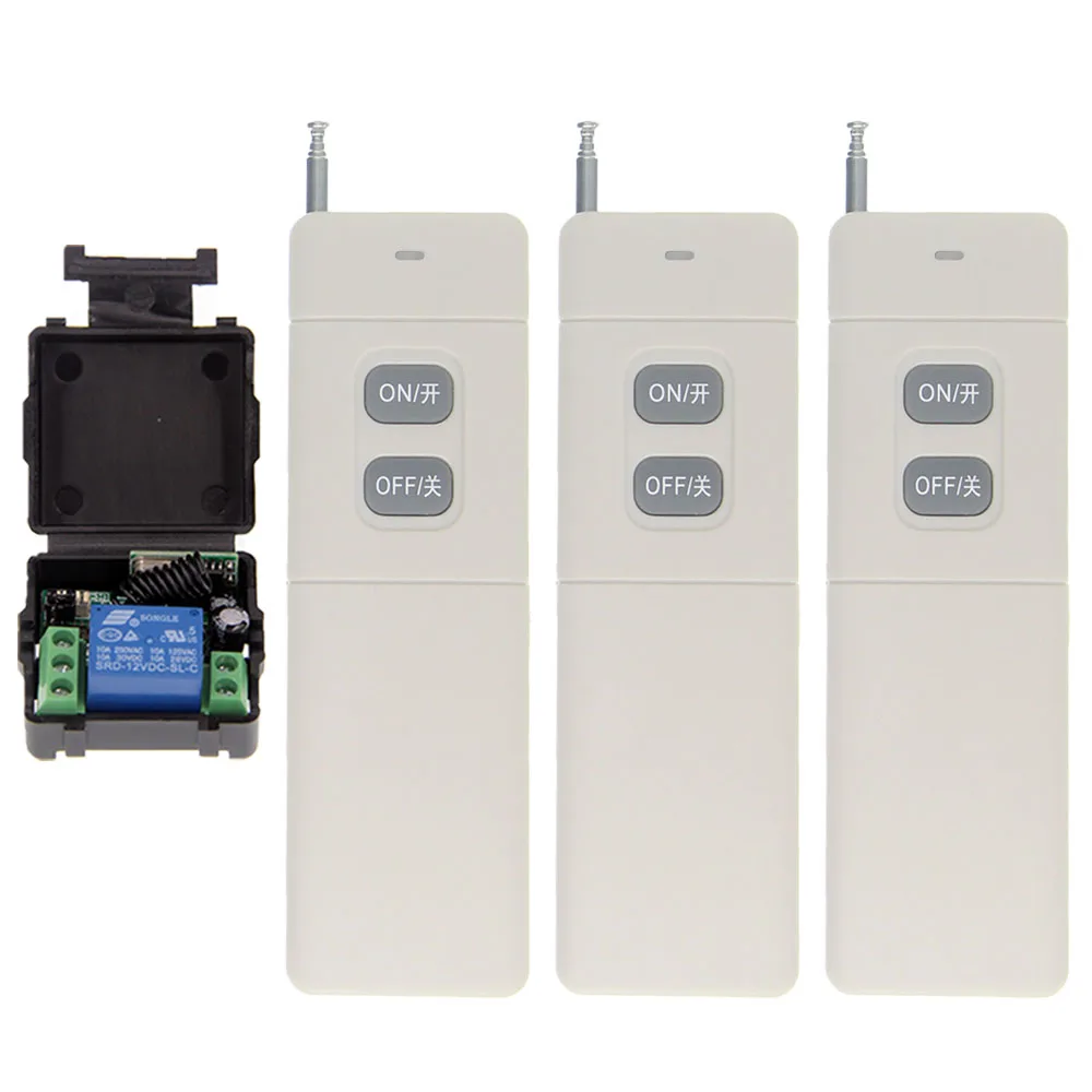 

3000m Mini Size DC 12V 1CH 1 CH 10A RF Wireless Remote Control Switch System, Receiver+ON OFF Latched Transmitter ,315/433 MHz