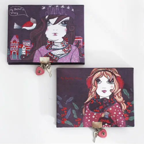 

A5 My Beautiful Diary Book with Lock Cloth Notepad Creative Double Coil Notebook