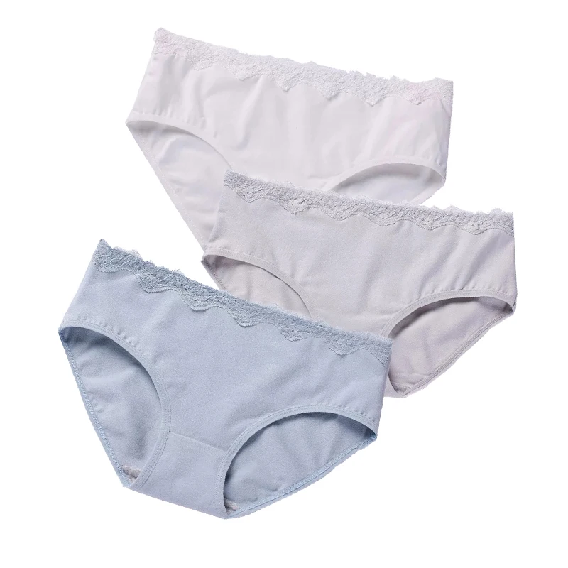 

DEWVKV Hot Sale 3pcs Ladies Underwear Woman Traceless Crotch Of Cotton Briefs Cozy Panties Fancy Lace Sexy Panties For Women JH