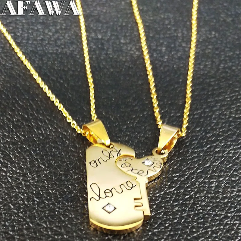 2 Pcs Love Couple Stainless Steel Necklace For Women Men Jewelry Gold Color Necklace Jewellery Valentine S Day Gift N752s01 Pendant Necklaces Aliexpress