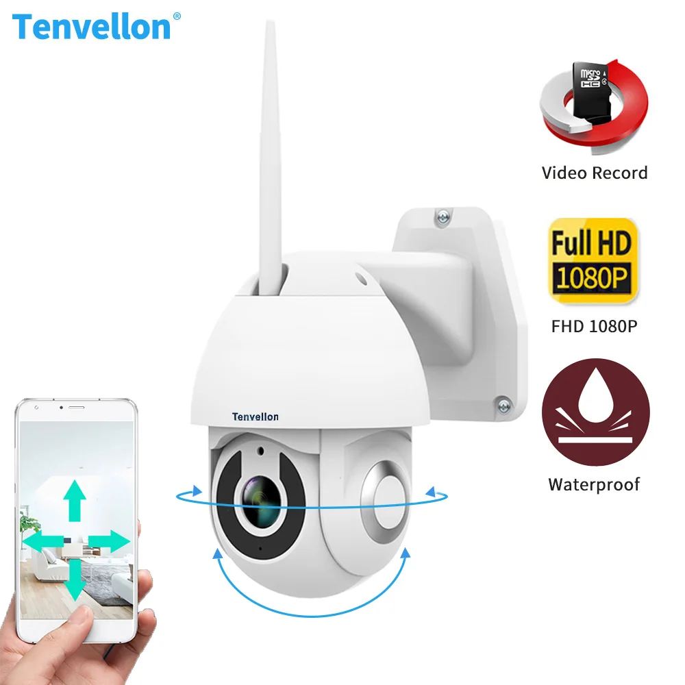 Tenvellon ip камера wifi 1080 P наружная Влагоустойчивая с позиционированием купольная
